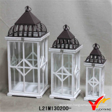 Antique White Rectangle Wooden Lanterns for Backyard